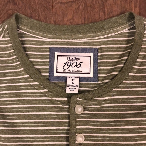 NWT Jos. A. Bank 1905 t-shirt green white stripe Large - Picture 2 of 3